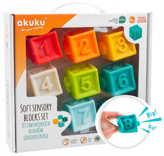 Zvukova hračka - Akuku senzorické bloky 0m + v darčekovej krabici