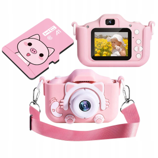 Digitálny fotoaparát pre deti pre deti Photo Pink Kitty + 4 GB karta