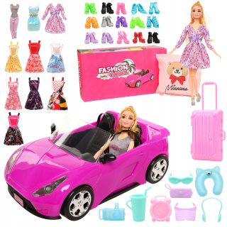 Bábika Barbie - Auto Cabriolet pre Doll + 30x doplnky odevy