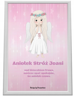 Obraz do detskej izby - A4 anjel strážny, obraz modlitba + rám, vzory