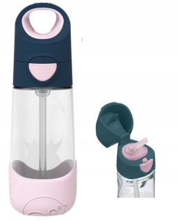 B.Box tritanová fľaša na vodu so slamkou, ružová, 450 ml