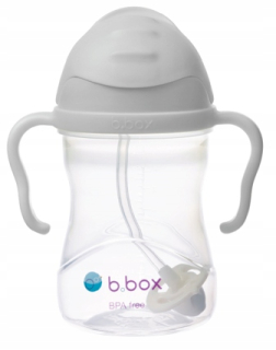 B.box fľaša so slamkou, šedá 240 ml