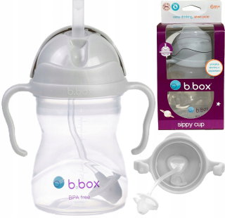 B.box fľaša so slamkou, šedá 240 ml