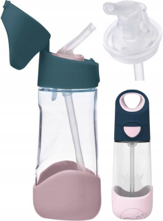 B.Box tritanová fľaša na vodu so slamkou, ružová, 450 ml