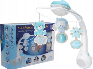 Kolotoč nad postielku - B-KIDS Hudobný kolotoč s projektorom 3v1 Modré Lamp