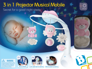 LED projektor nočnej oblohy - B-KIDS projektor, kolotoč na postieľku 3v1 4914