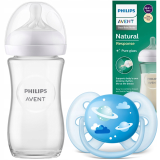 Philips Avent Natural SCY933/01 fľaša 240 ml + cumlík Philips Avent ortodontický silikón 6 m +