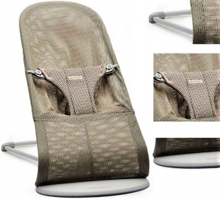BabyBjörn BLISS MESH Grey Beige odrážadlo x 12 x 93 cm + Septona Baby Dermasoft Family vlhčené obrúsky Harmanček 1 x 12 ks.
