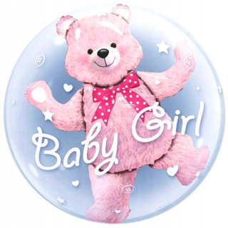 Balóny na párty - Fóliový balón MISIEK v balóne BABY SHOWER dievča