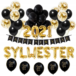 Balóny na párty - Balóniky 2021 Silvester nastaviť Šťastný Nový Rok Banner