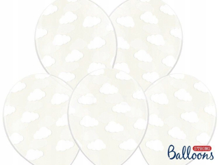 Balóny na párty - Bubliny 30 cm transparentné biele oblaky 50 ks.