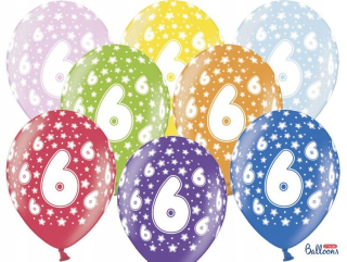Balóny na párty - Balóniky 6 Birthday 30 cm Kovová Mix 50ks