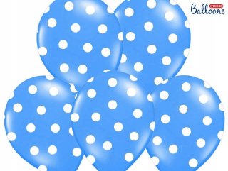 Balóny na párty - Balóny balón Modré biele bodky 50 ks 30 cm