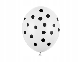 Balóny na párty - Balóniky biele čierne bodky 50 ks 30 cm balónom