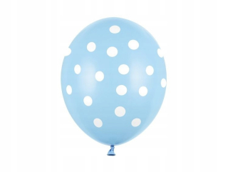 Balóny na párty - Balóny Modré biele bodky 50 ks 30 cm balónom