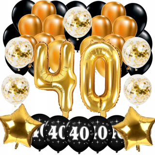 Balóny na párty - Balóny set 40 výročie svadby golden číslica 100 cm