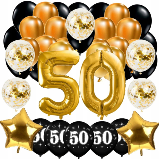 Balóny na párty - BALÓNY SADA 50. VÝROČNÁ SVADBA ZLATÁ SVADBA 100 cm
