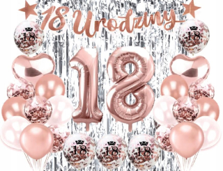 Balóny na párty - Balóny Sada pre 18. narodeninám Eighteen Gold Rose