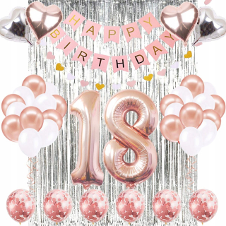 Balóny na párty - Balóny stanovené pre osemnásteho 18 rokov zlato Rose