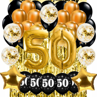 Balóny na párty - BALÓNY záves 50 narodeninové konfety DIGITÁL 100 cm