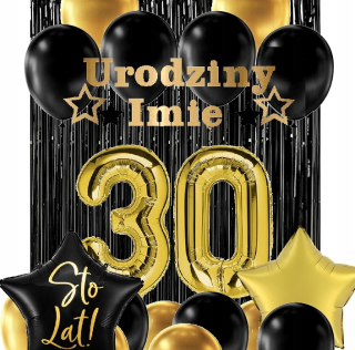 Balóny na párty - Tridsať Balóniky 30 Birthday Banner + Meno