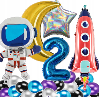 Balóny na párty - Balóny narodeniny 2 roky Cosmos raketa Astronaut