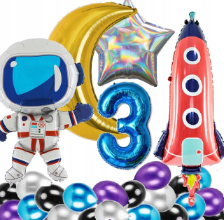 Balóny na párty - Balóny narodeniny 3 roky Cosmos Rocket Astronaut