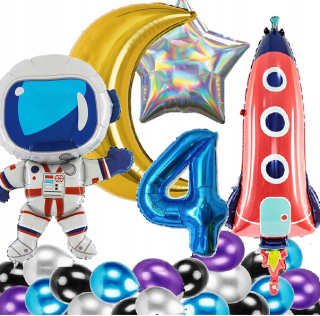 Balóny na párty - Balóniky Birthday 4 roky Cosmos raketa Astronaut