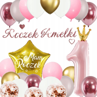 Balóny na párty - Balóny Sada 1 narodeniny Banner Ros + názov