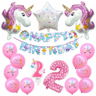Balóny na párty - Balóny narodeniny Set 2 roky Unicorn Unicorn