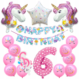 Balóny na párty - Balóny Narodeniny Set 6 rokov Unicorn Pony
