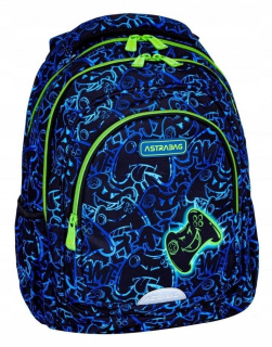 AstraBag viackomorový školský batoh čierny, Odtiene modrej, Odtiene zelenej 20 l