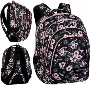 CoolPack viackomorový školský batoh, čierny, odtiene ružovej, 28 l