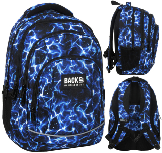 ZÁLOŽNÝ ŠKOLSKÝ BATOH PRE MLÁDEŽ, 4 priehradky, VODA NAVY BLUE SKY