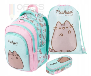 PUSHEEN ST.Right MINT Batoh Cat Kitten PRE DIEVČATÁ STUPEŇ 1-3 + 2 ďalšie produkty