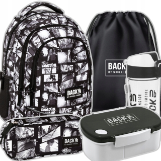 Viackomorový školský batoh Backup biely, čierny, Odtiene sivej a striebornej 26 l + 4 ďalšie produkty