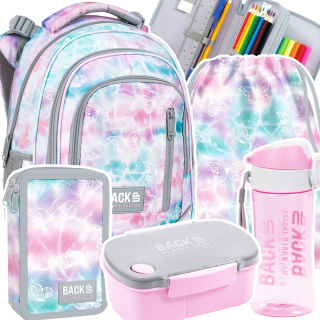 Záložný viackomorový školský batoh Odtiene fialovej, Odtiene modrej, Odtiene ružovej, Multicolor 24 l + 4 ďalšie produkty