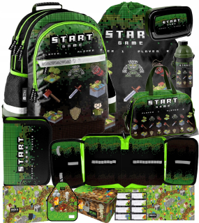MINECRAFT ŠKOLSKÝ BATOH Peračník TAŠKA HERNÉ PIXELY PIXELE HERNÝ SET 11 EL