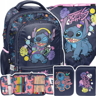 Viackomorový školský batoh Lilo and Stitch Paso Odtiene fialovej, Odtiene modrej, Viacfarebná 19 l + 2 ďalšie produkty