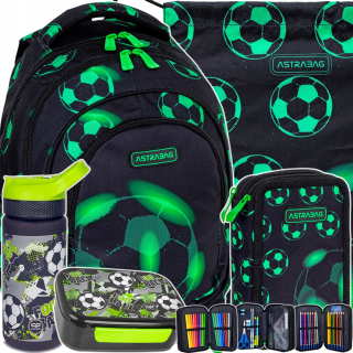 AstraBag viackomorový školský batoh, čierny, Odtiene zelenej, 20 l + 4 ďalšie produkty