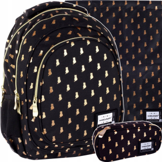 Viackomorový školský batoh Astra čierny, Odtiene žltej a zlatej, Multicolor + 2 ďalšie produkty