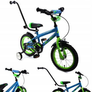 Midex detský bicykel PRE CHLAPCA A DIEVČATÁ VODIČKA BOČNÝCH KOLIES 14" koleso modré