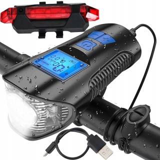 LED SVIETIDLO NA BICYKEL S PREDNÝM PULTOM + ZADNÉ USB
