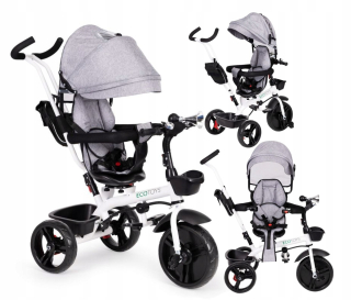 Trojkolka Ecotoys YM-BT-2 GREY Biela, Čierna, Sivá