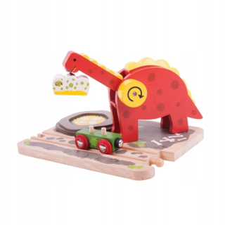 Dráha pre deti, stavebnica - BIGJIGS: Fronta Dinosaur Crane BJT241