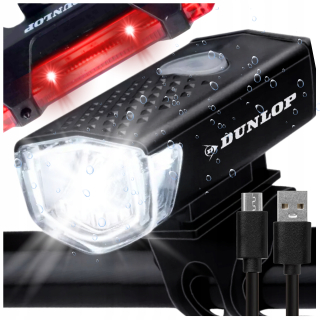Osvetlenie na bicykel Dunlop sada LED svietidiel predné a zadné USB osvetlenie na bicykel 400 lm batéria