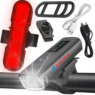 Predné osvetlenie bicykla Nobitech BL01 + zadné osvetlenie bicykla Nobitech BL03 červené