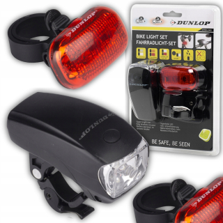 Osvetlenie bicyklov Dunlop LED svetlá predné + zadné na bicykel 1000 lm batéria