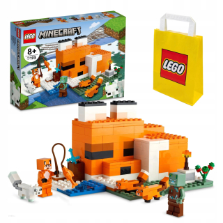 LEGO Minecraft 21178 Fox Habitat + LEGO papierová darčeková taška Stredná veľkosť M 41x34x12 cm
