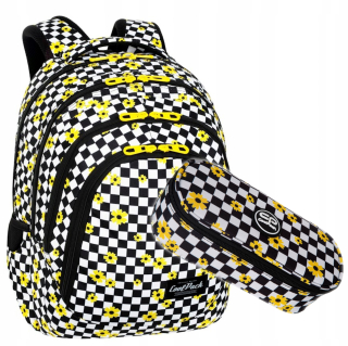 CoolPack viackomorový školský batoh, biely, čierny, viacfarebný